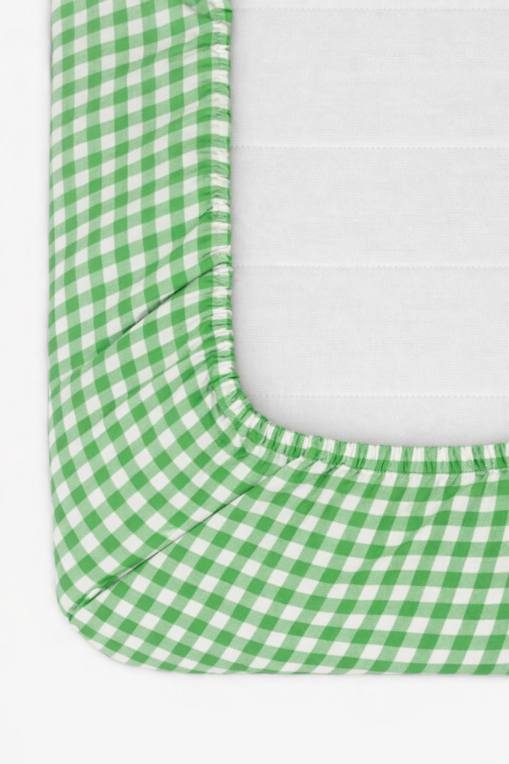 Green White Gingham Crib Sheet