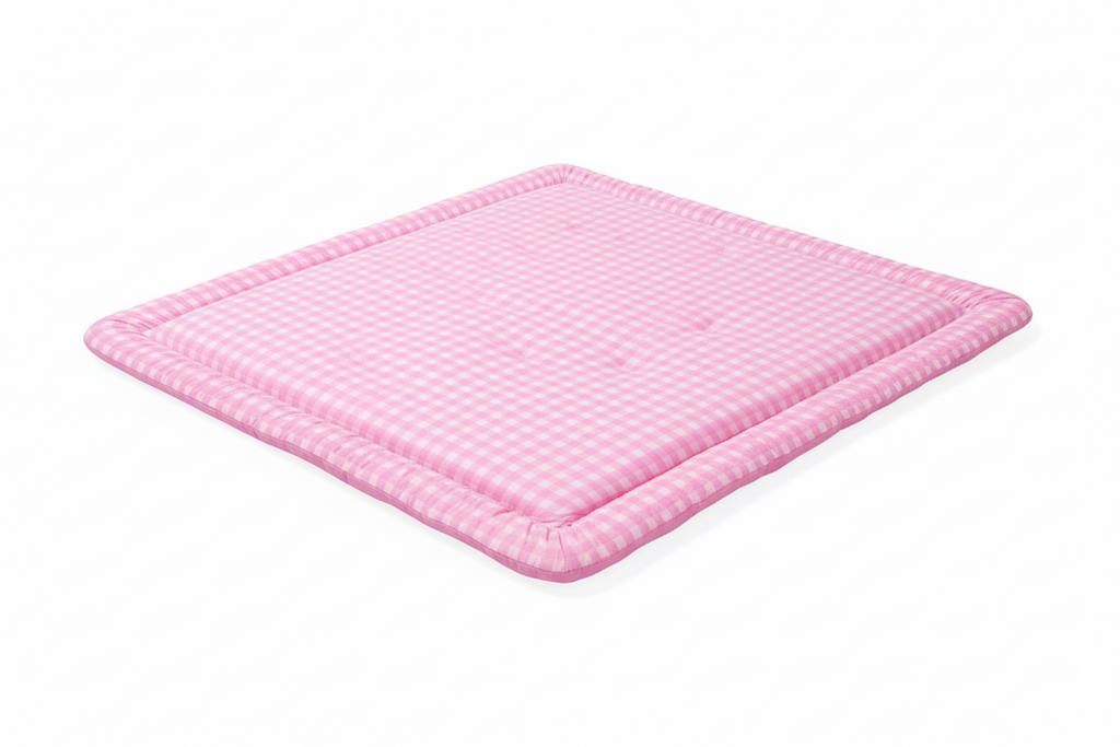 Pink Gingham Padded Baby Play Mat