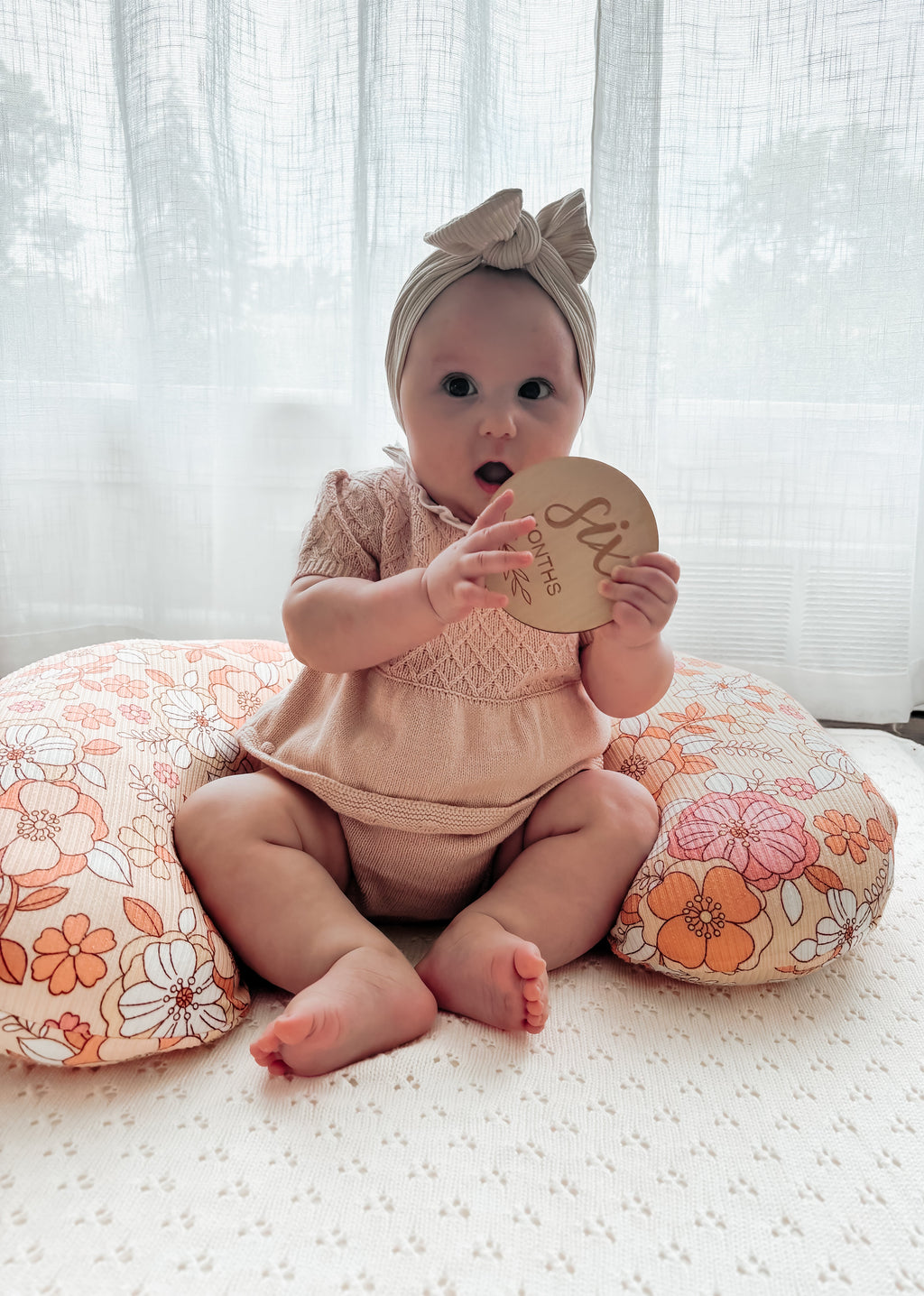 Peach Pink Floral Nursing Pillow Cover