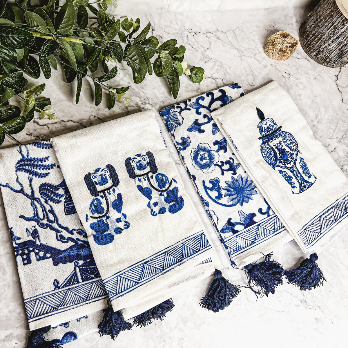 Blue & White Chinoiserie Tea Towels