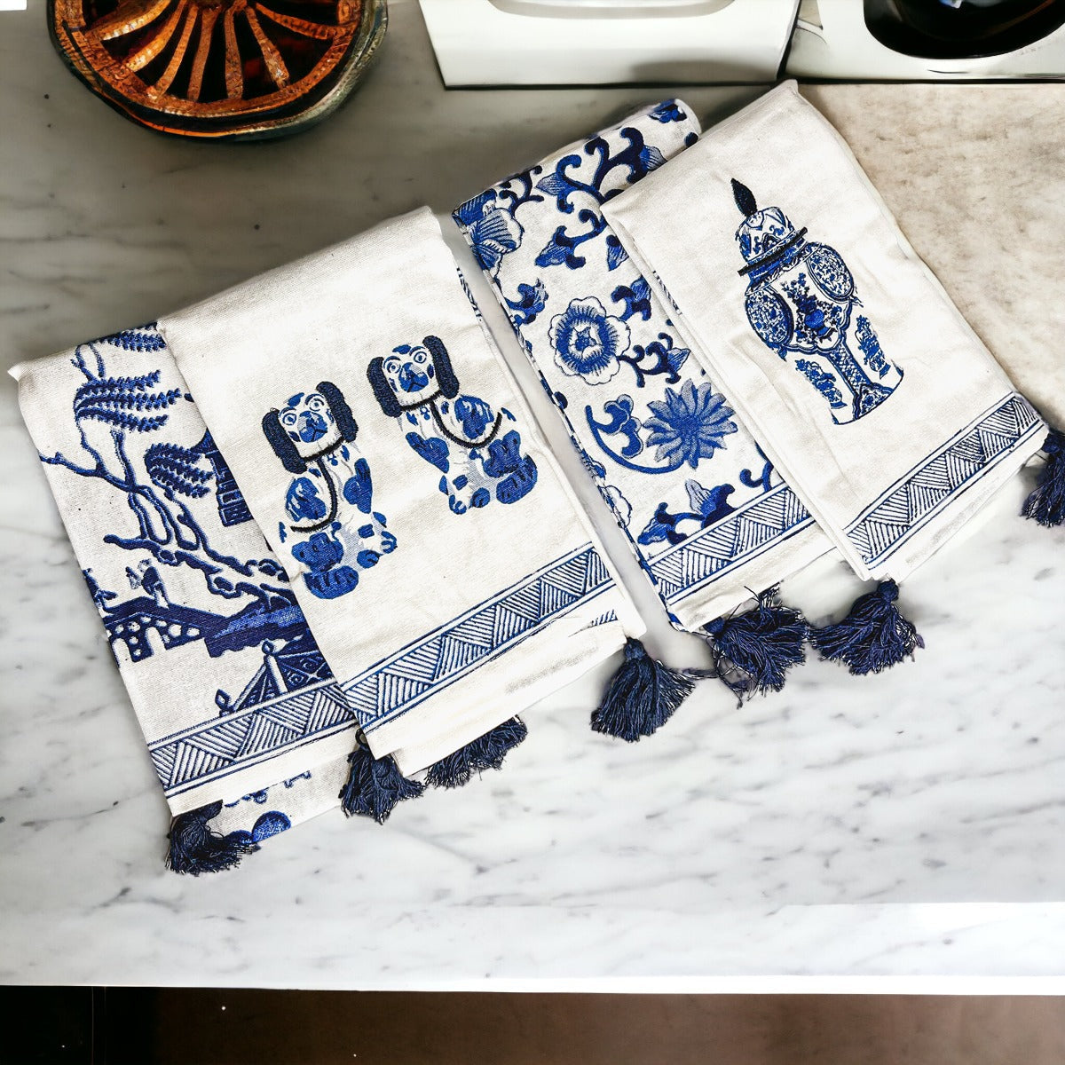 Blue & White Chinoiserie Tea Towels