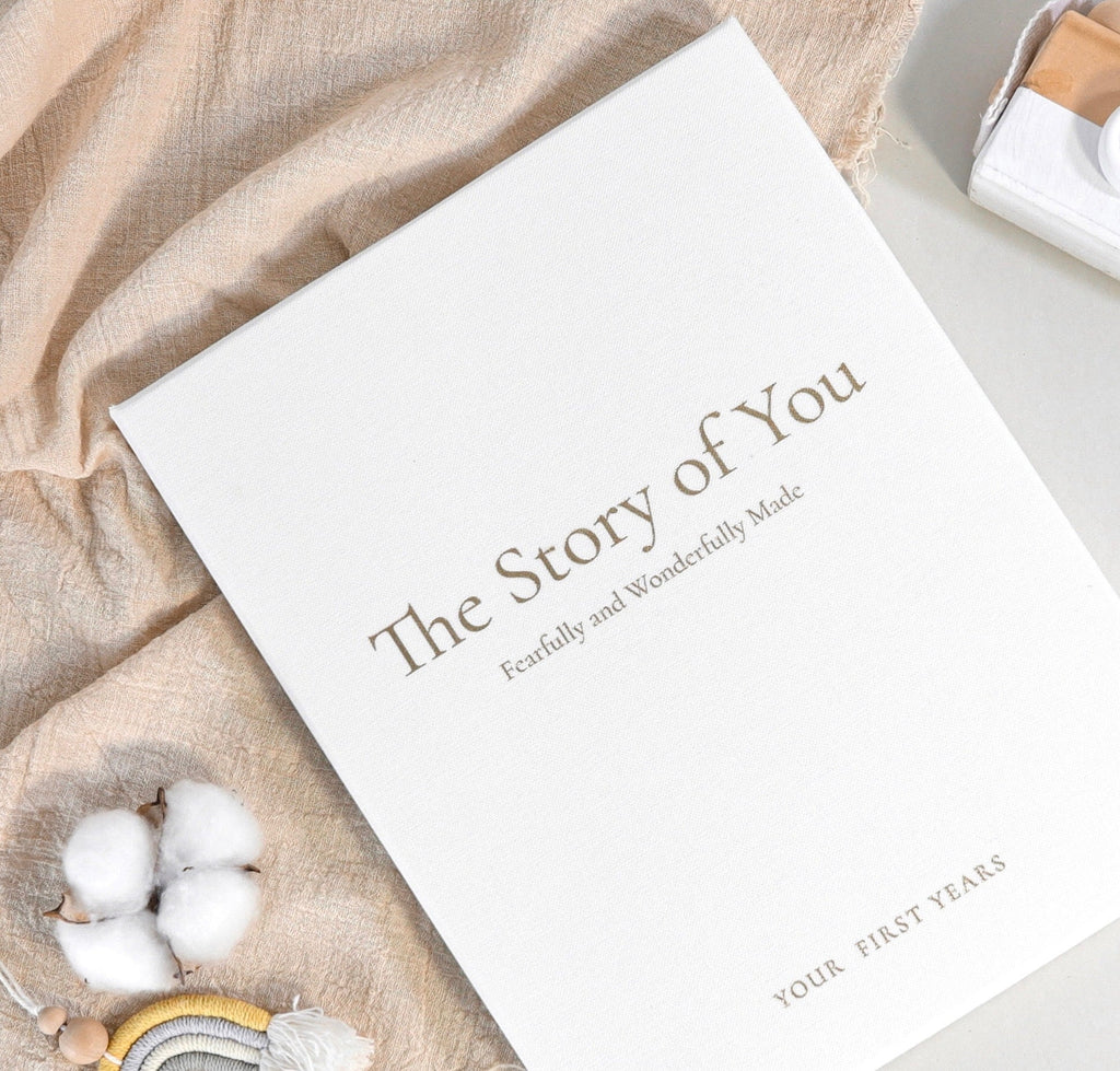 The Story of You: Fearfully and Wonderfully Made (Forest Friends) - Linen Baby Keepsake Book with Storage Box
