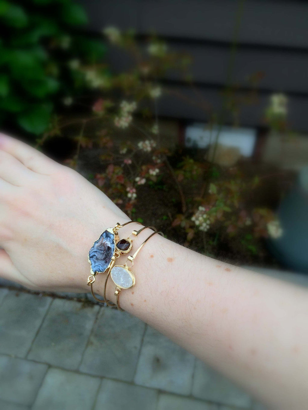 Smoky Quartz Bezel-Wrapped Bangle
