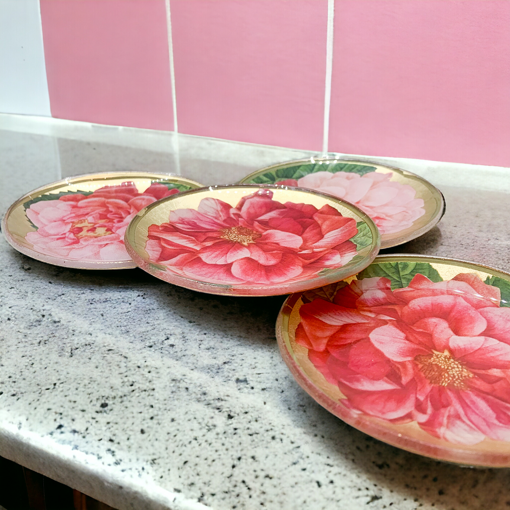 Rose Decoupage Trinket Tray with Gold Leaf