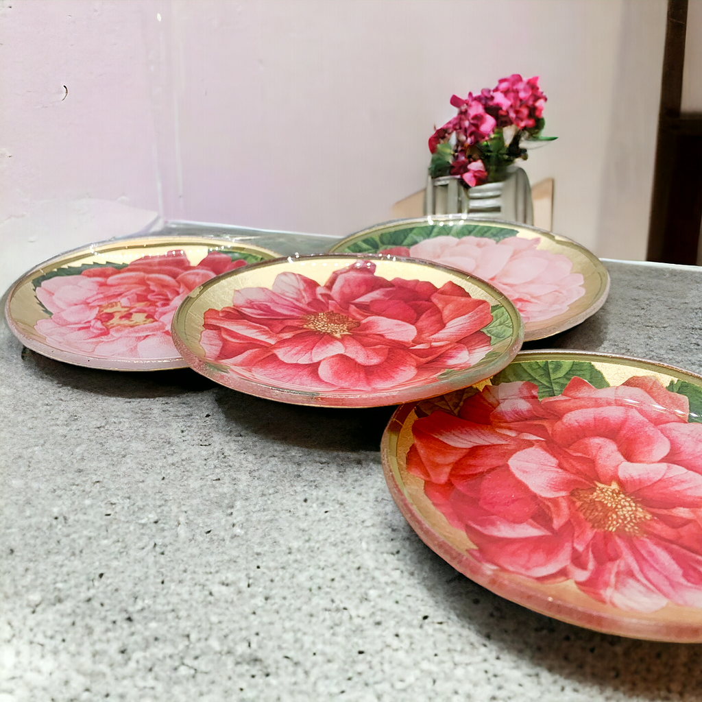 Rose Decoupage Trinket Tray with Gold Leaf