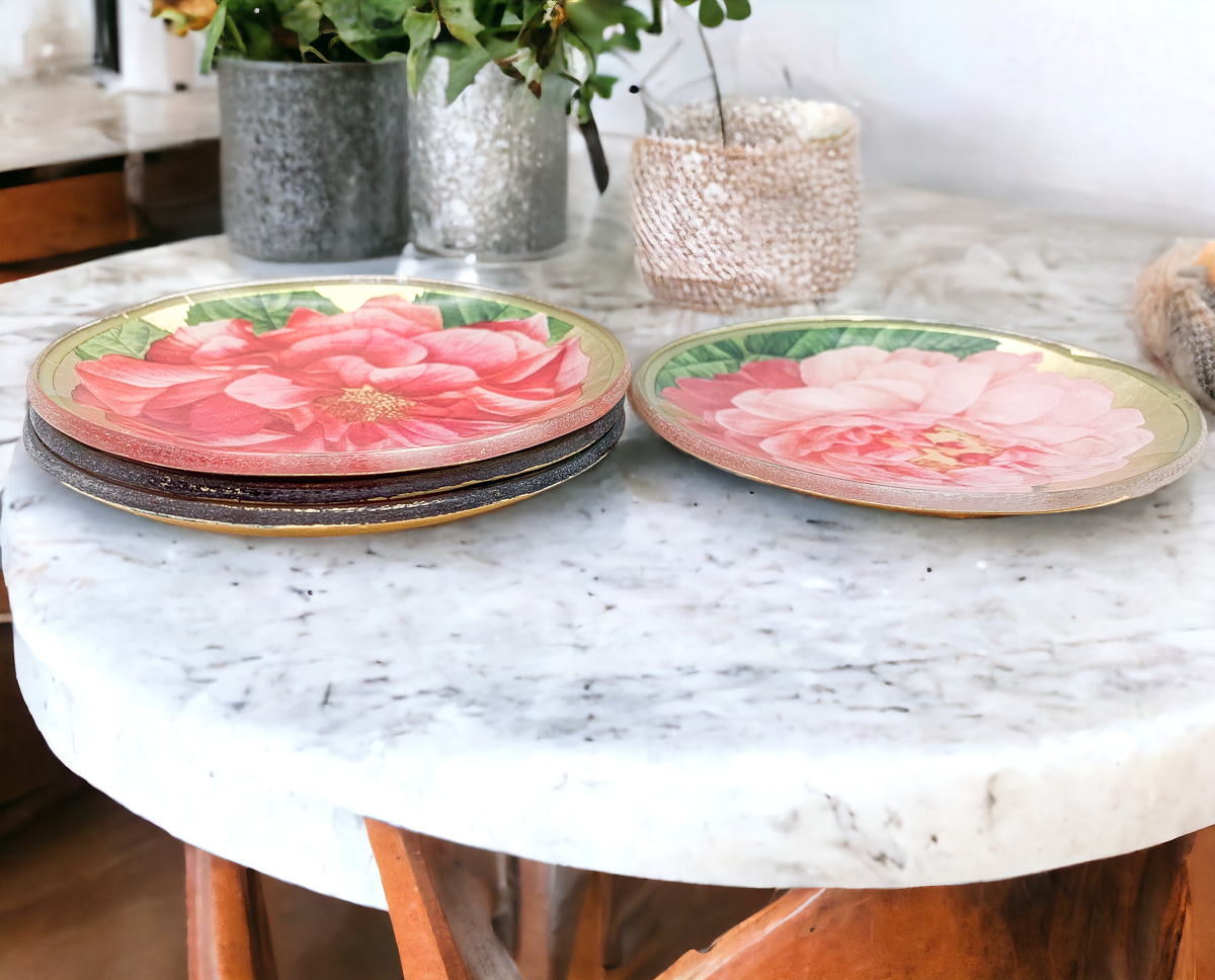 Rose Decoupage Trinket Tray with Gold Leaf