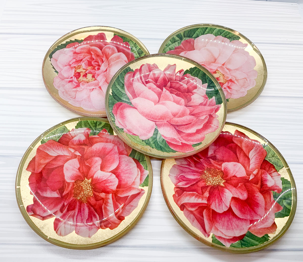 Rose Decoupage Trinket Tray with Gold Leaf