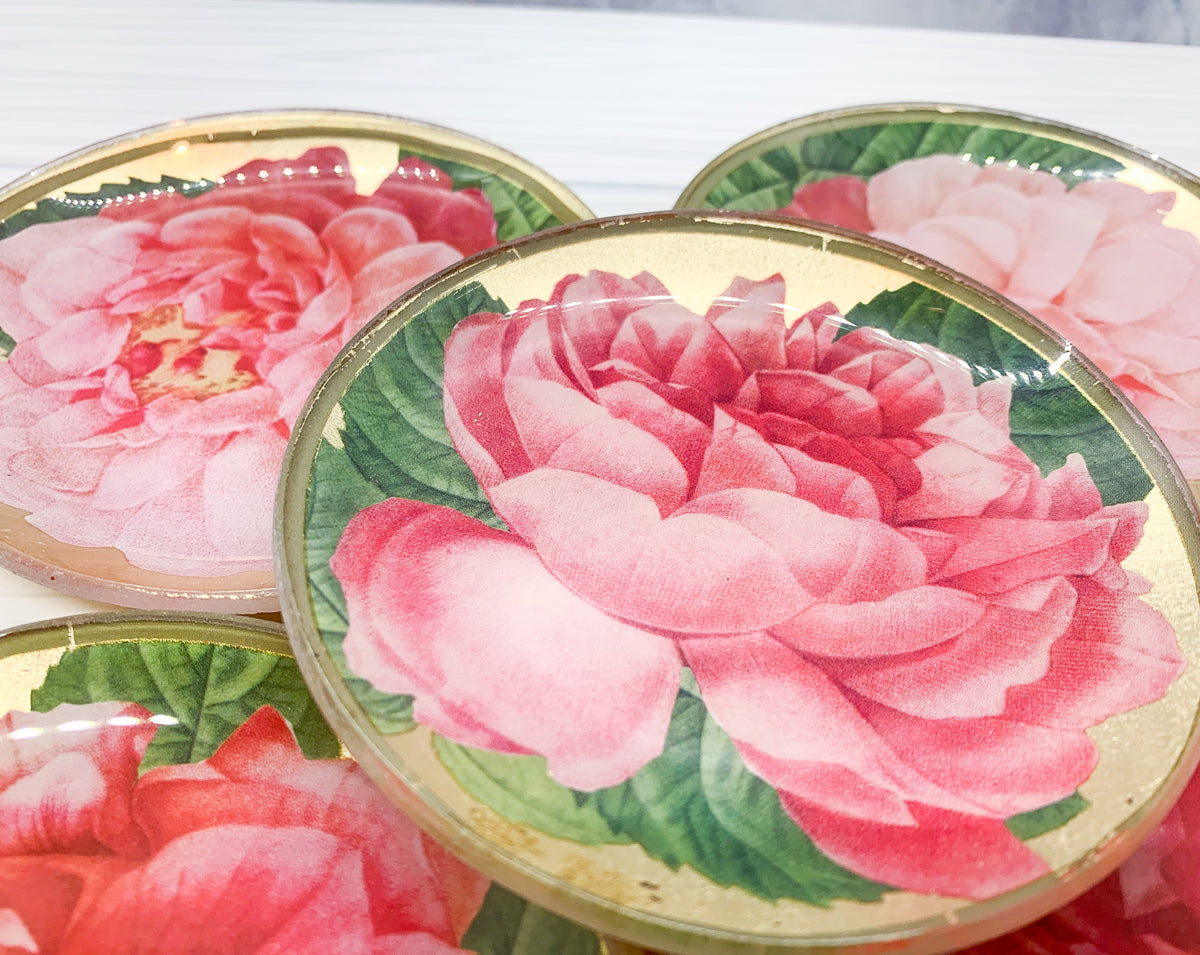 Rose Decoupage Trinket Tray with Gold Leaf