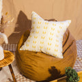 Terra Linen Pillow Cover — White & Mustard