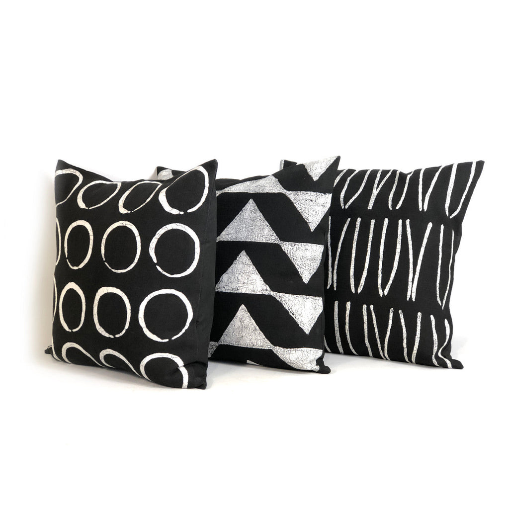 Sadza Circles Pillow Cover - Ebony Black