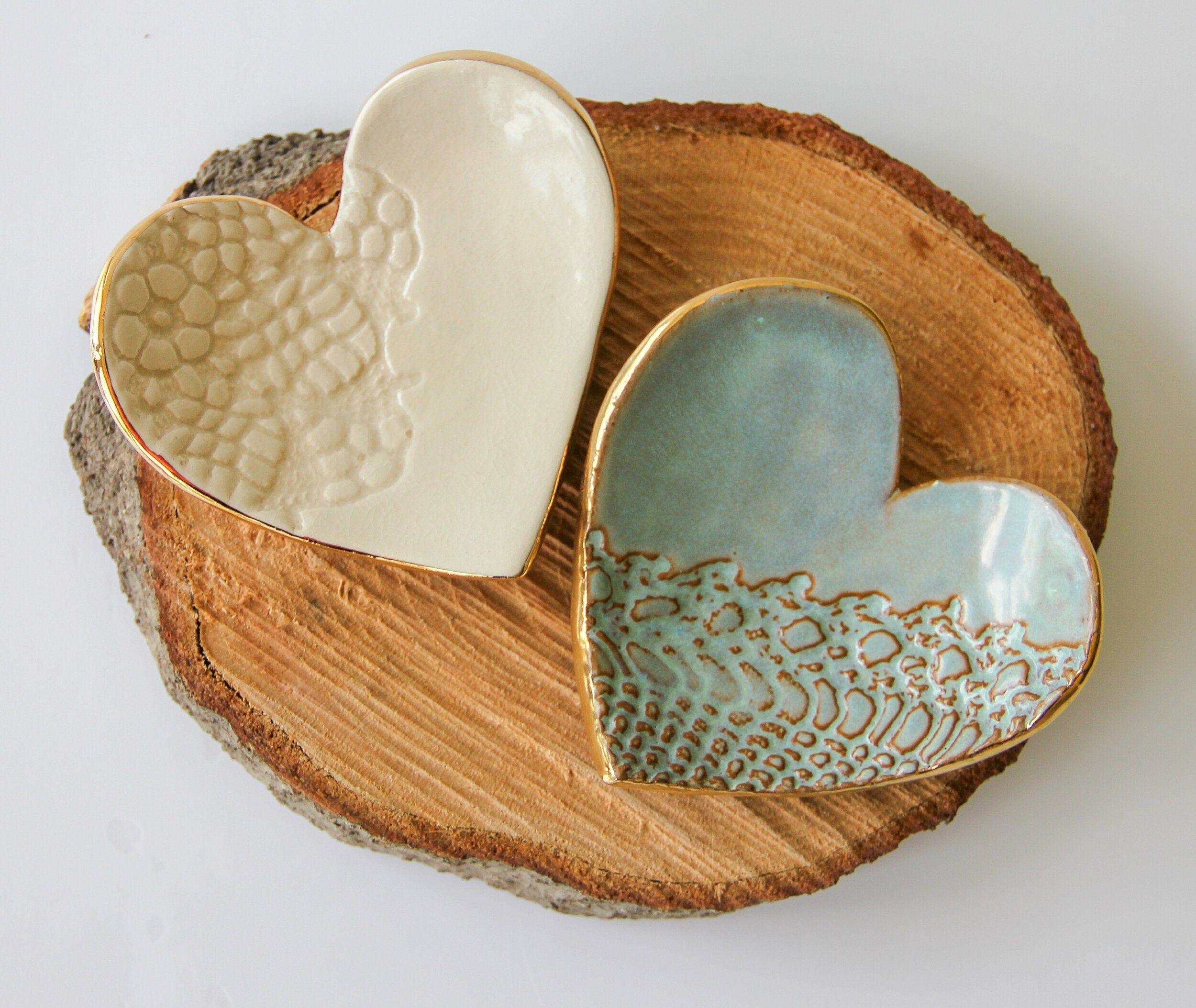 Gold-Edged Heart Ring Dish