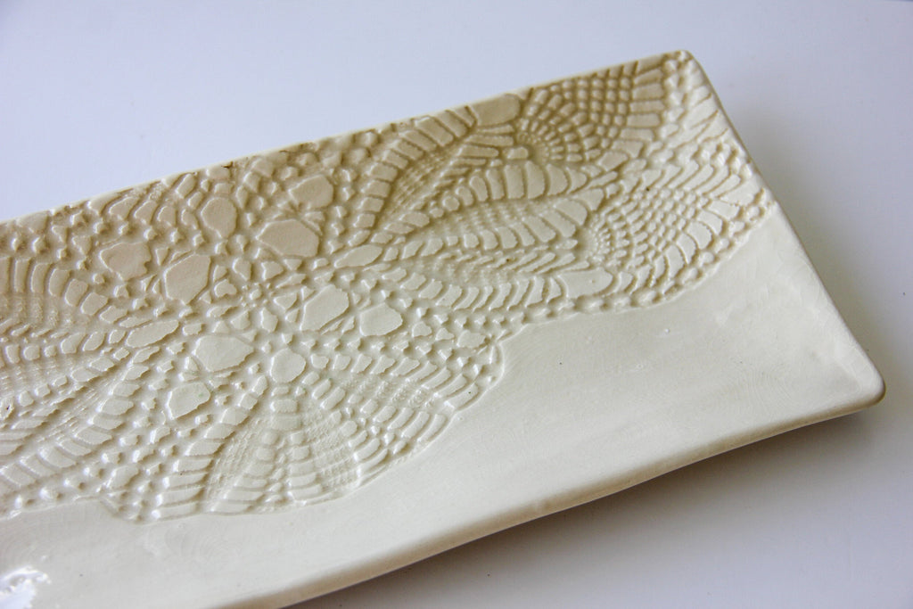 Large Lace-Pressed Rectangular Platter