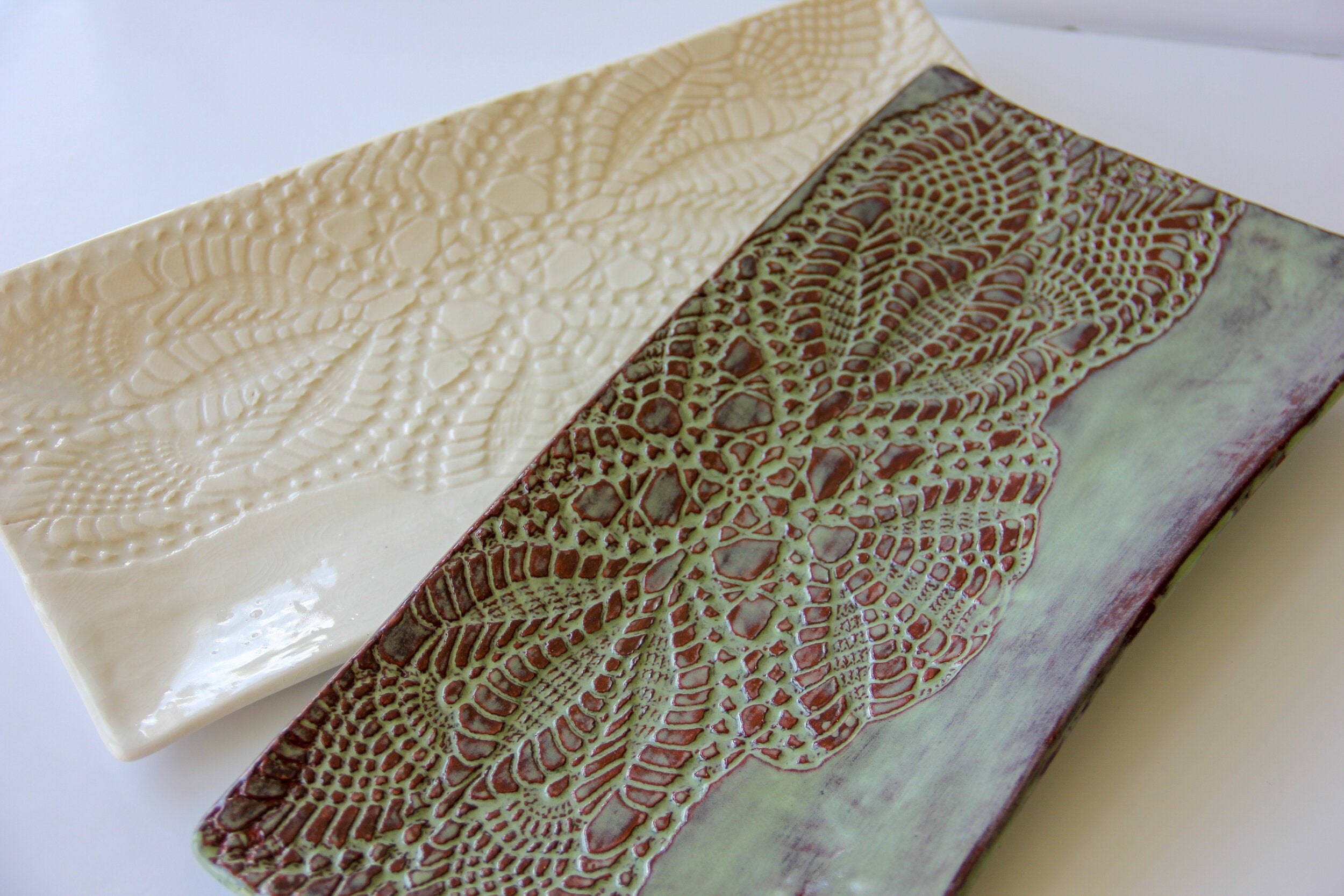 Large Lace-Pressed Rectangular Platter