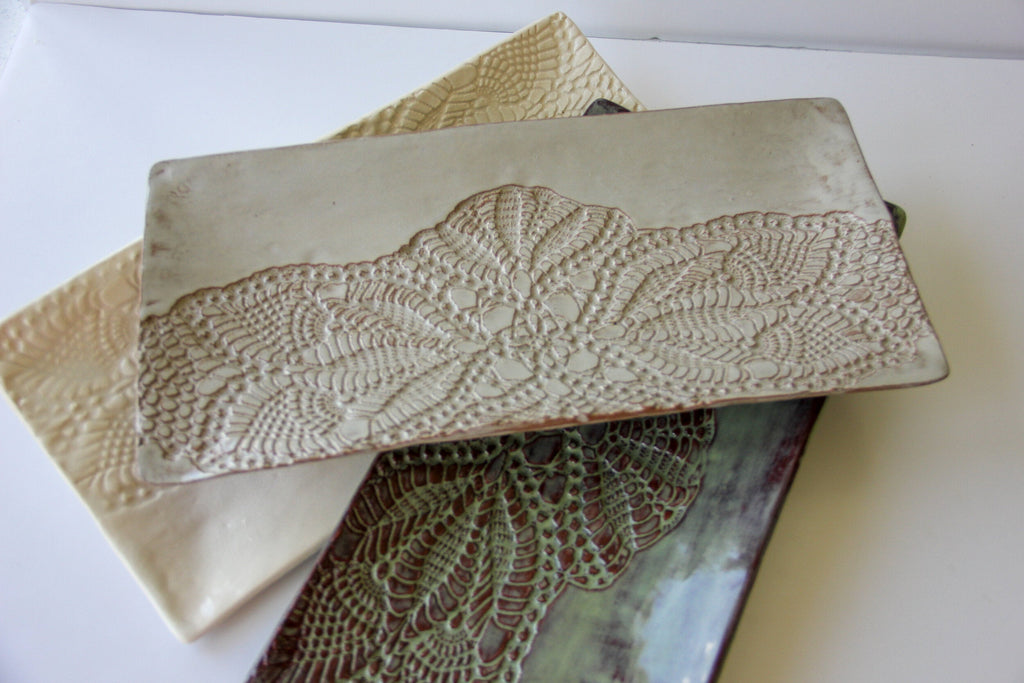 Large Lace-Pressed Rectangular Platter