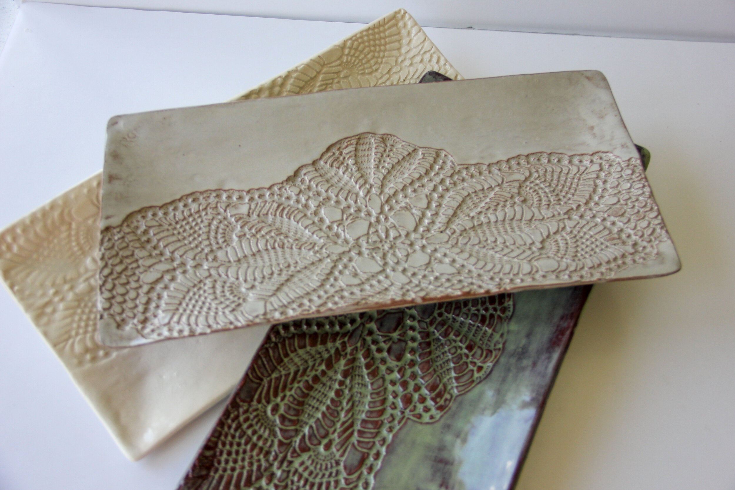Large Lace-Pressed Rectangular Platter