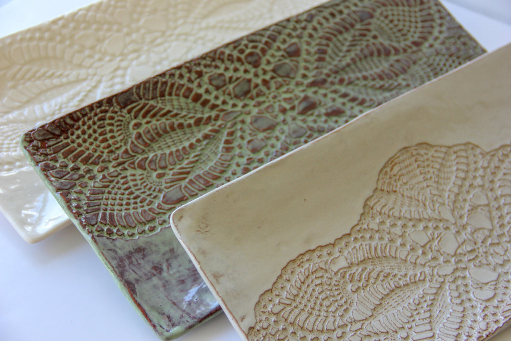 Large Lace-Pressed Rectangular Platter