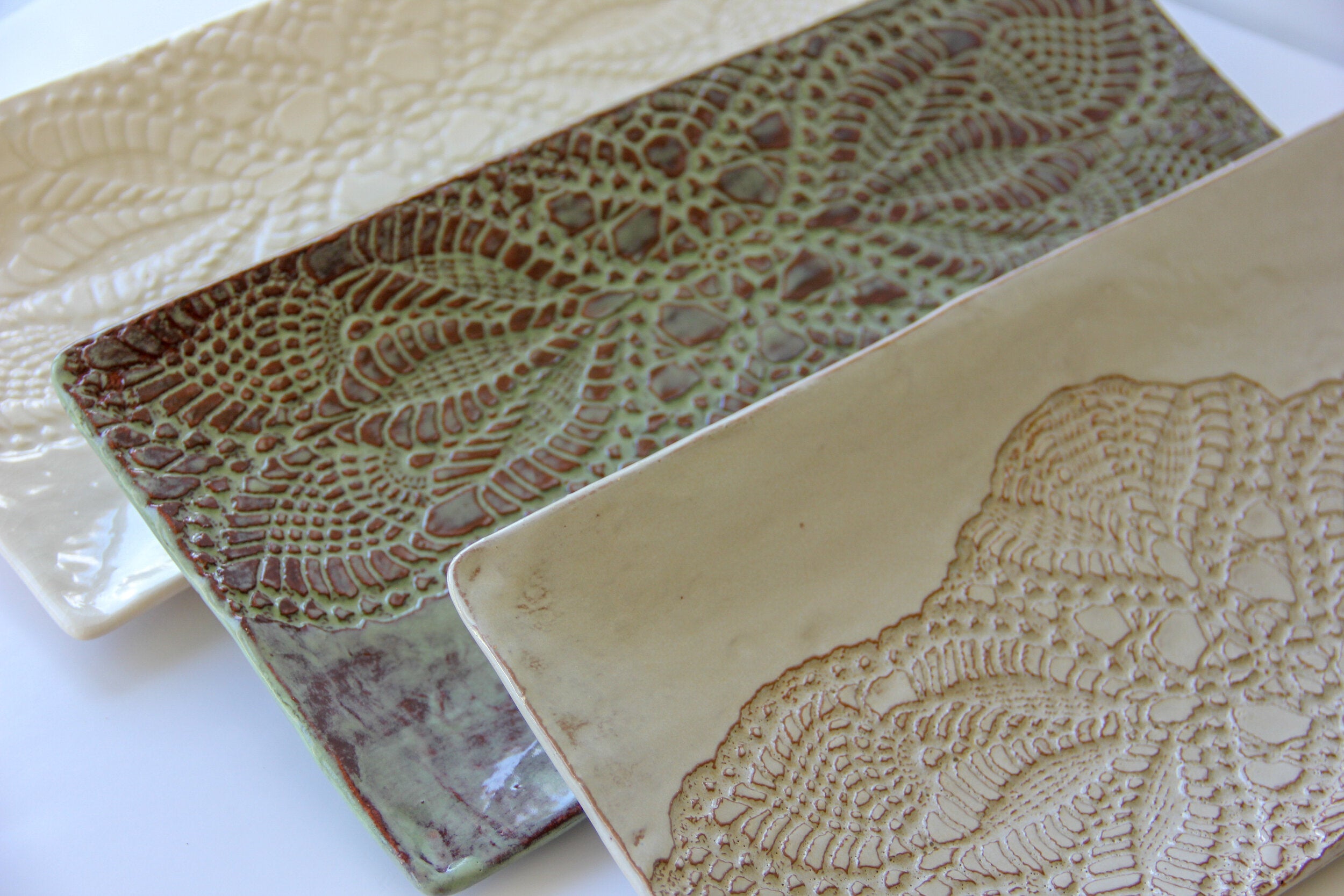 Large Lace-Pressed Rectangular Platter
