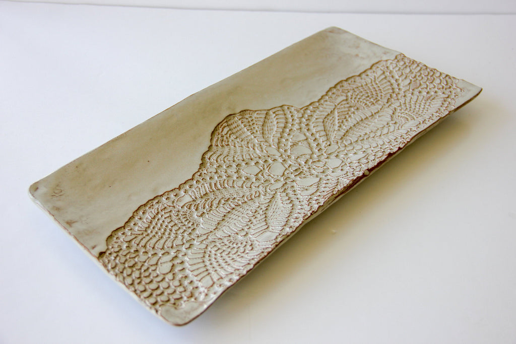Large Lace-Pressed Rectangular Platter
