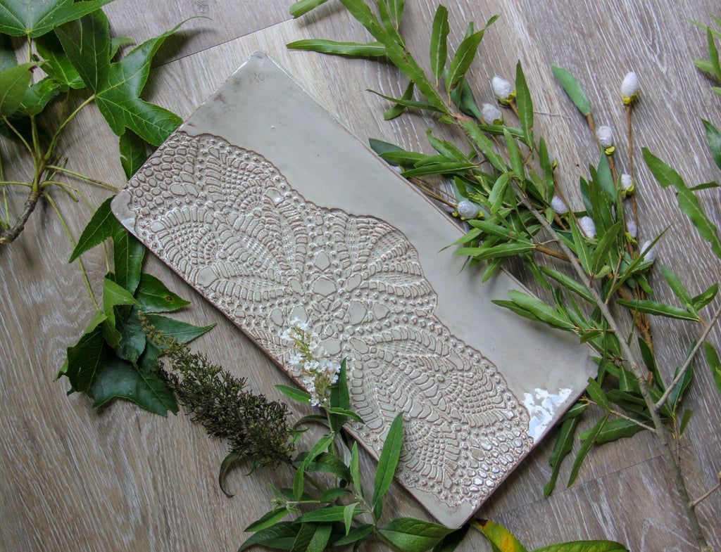 Large Lace-Pressed Rectangular Platter