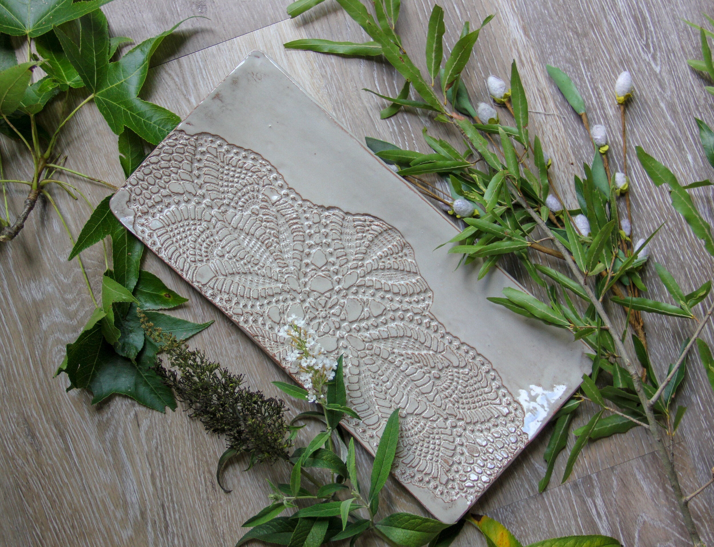 Large Lace-Pressed Rectangular Platter