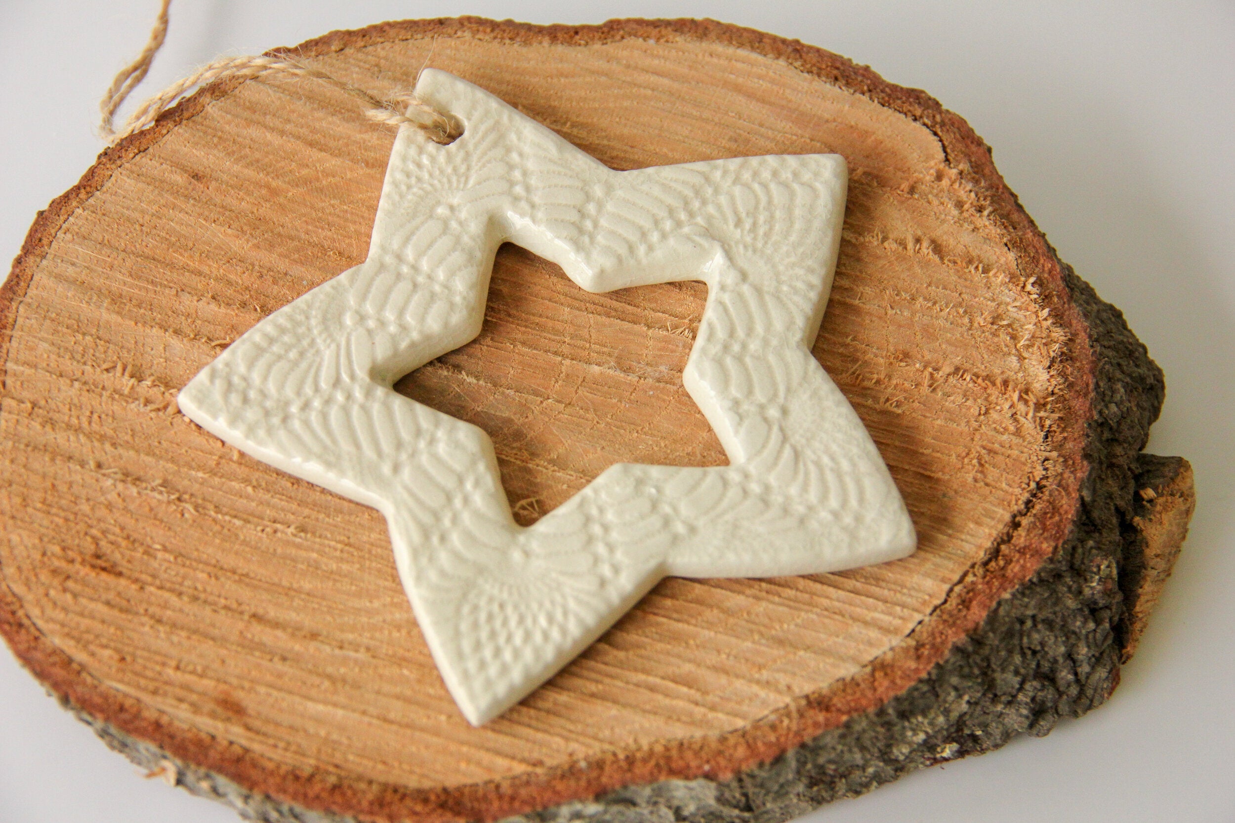 Lace-Impressed Star Ornament