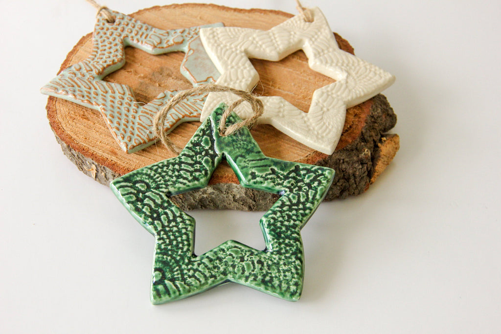Lace-Impressed Star Ornament