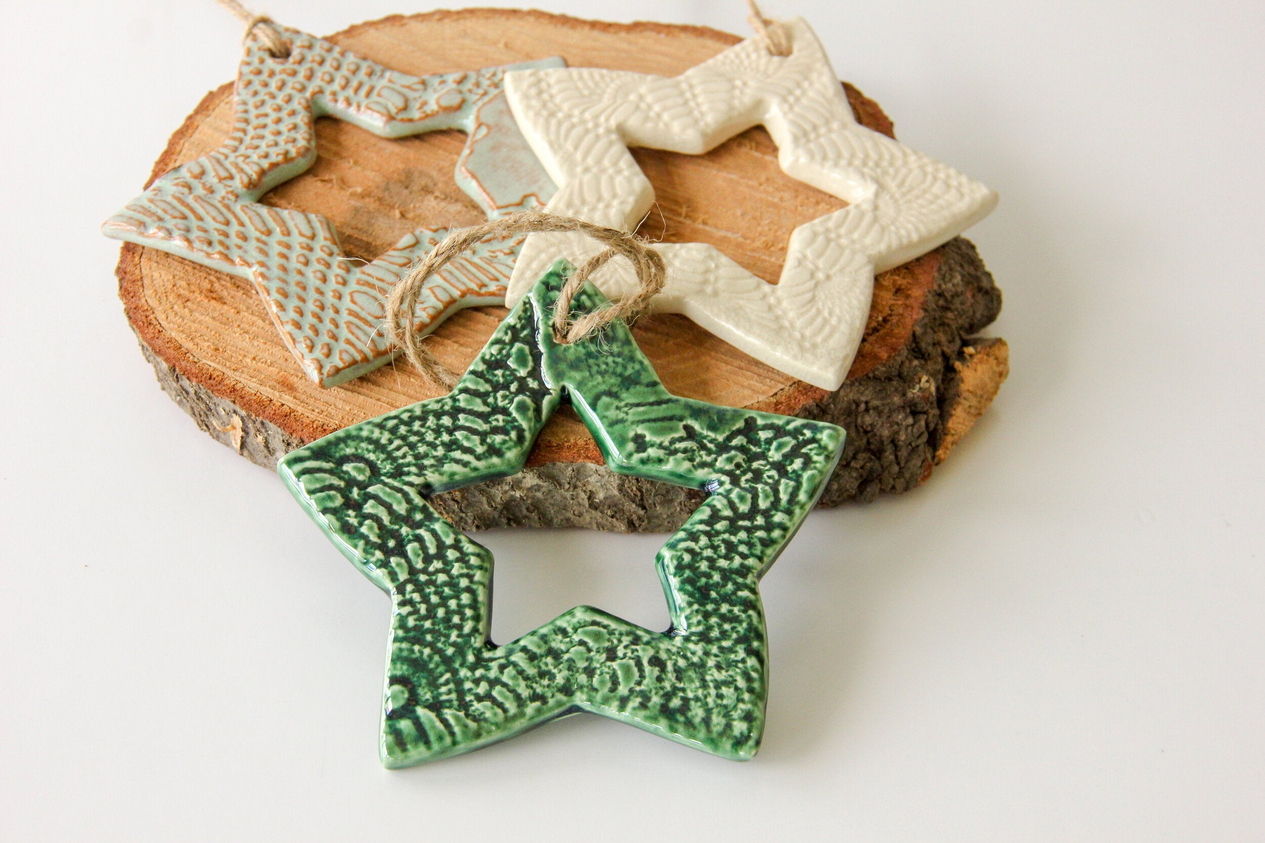 Lace-Impressed Star Ornament