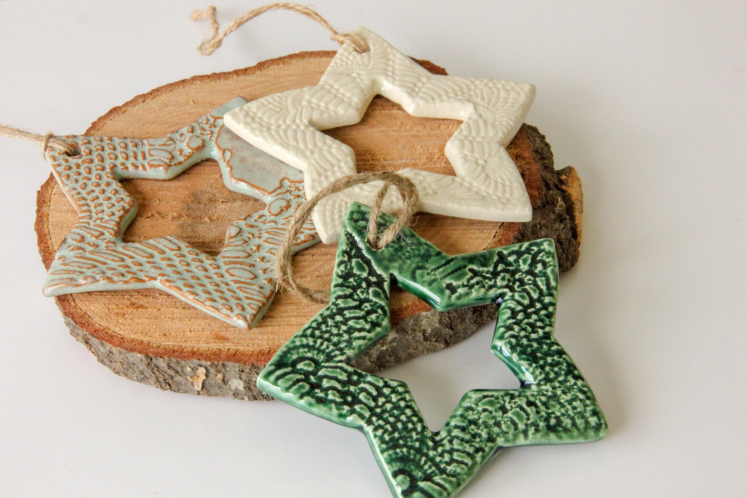 Lace-Impressed Star Ornament