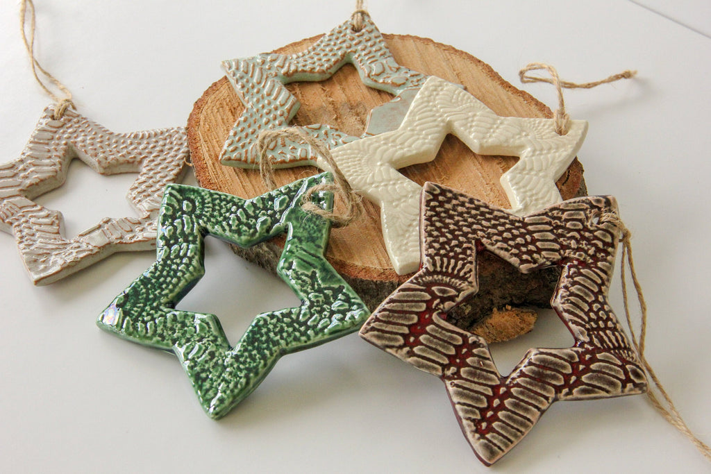 Lace-Impressed Star Ornament