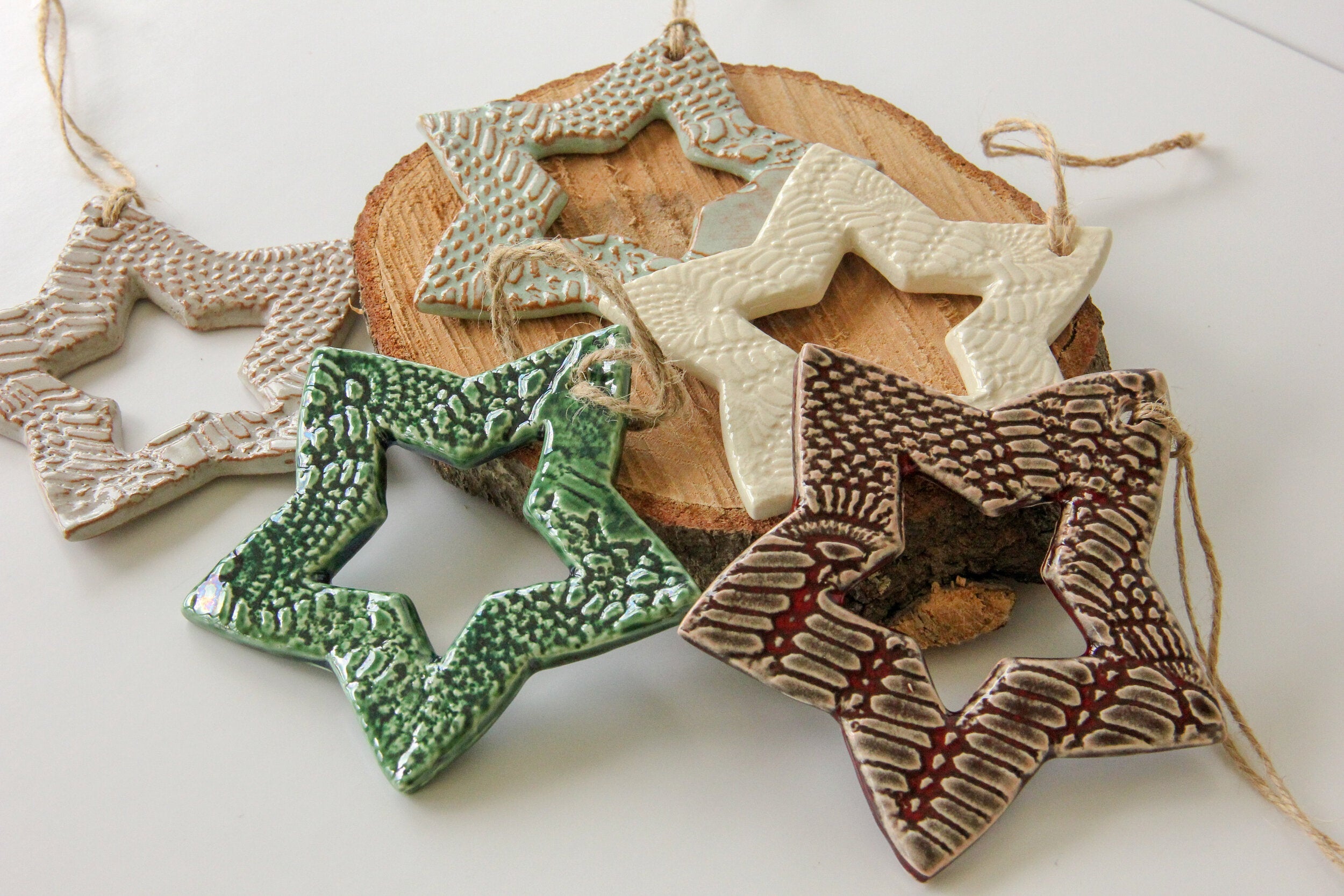 Lace-Impressed Star Ornament