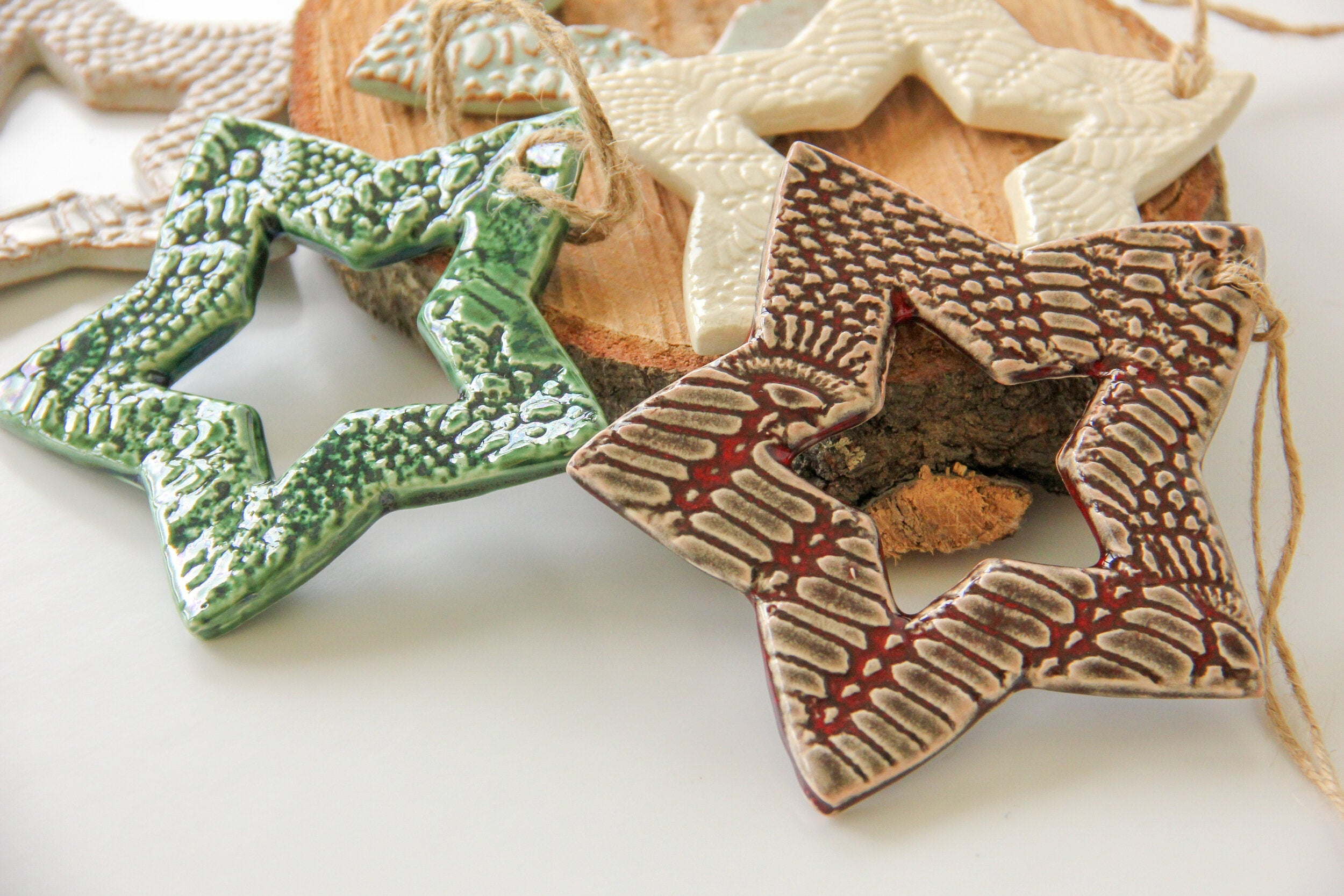 Lace-Impressed Star Ornament