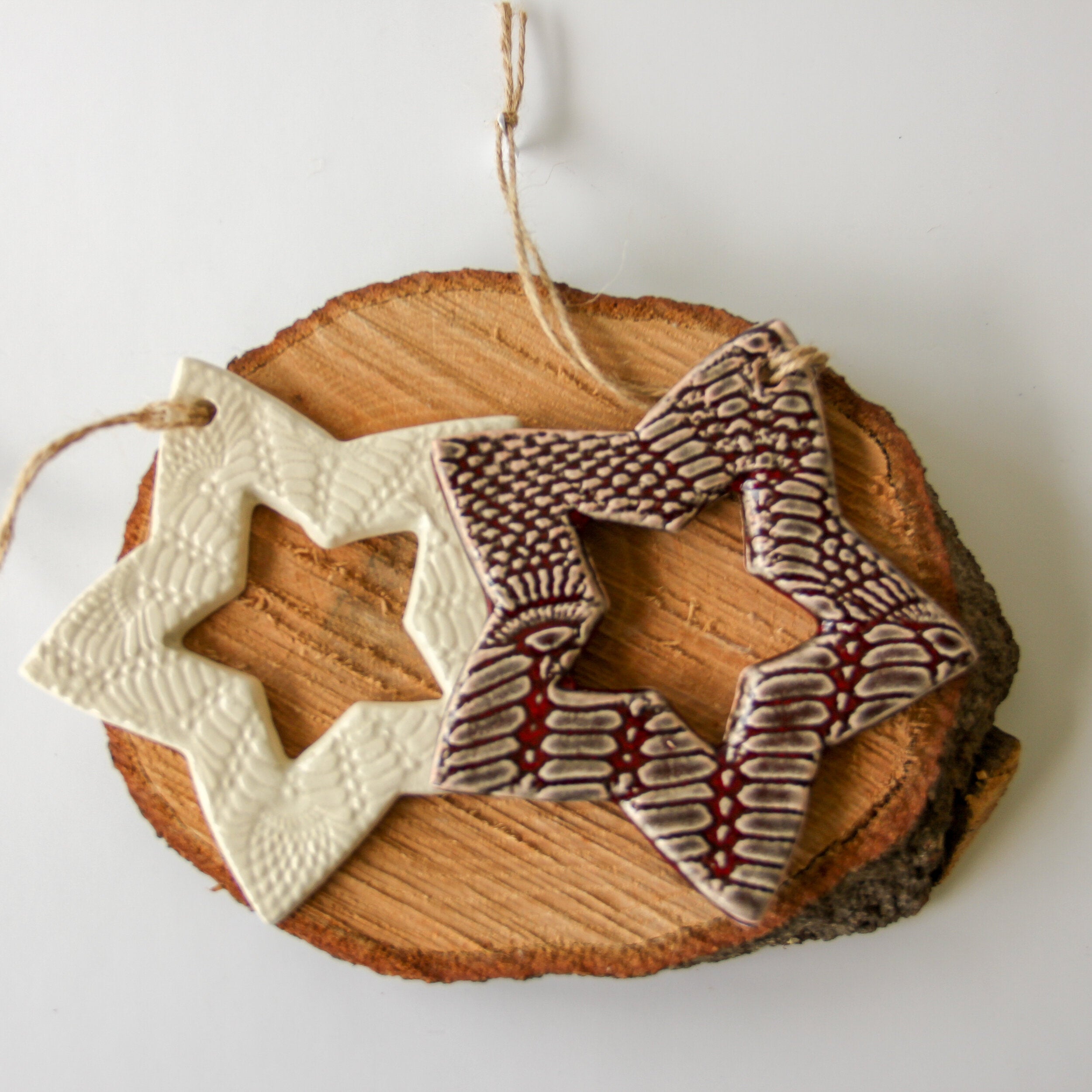 Lace-Impressed Star Ornament