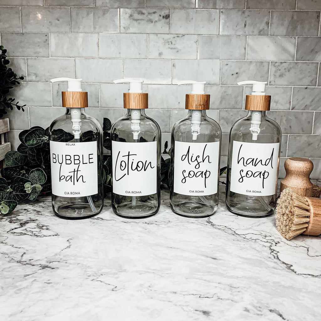 Clear Glass Refillable Soap Dispenser — 16 oz