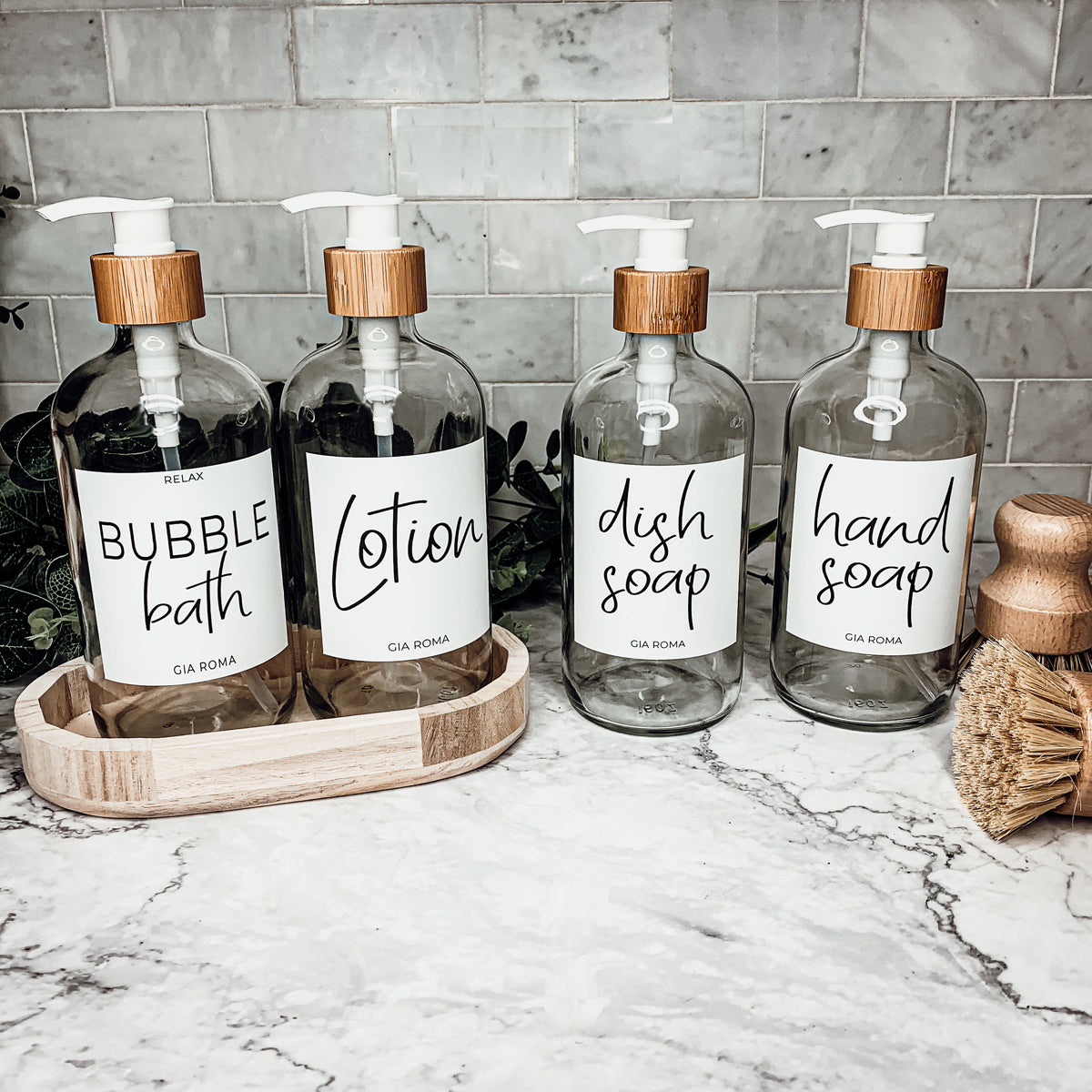 Clear Glass Refillable Soap Dispenser — 16 oz