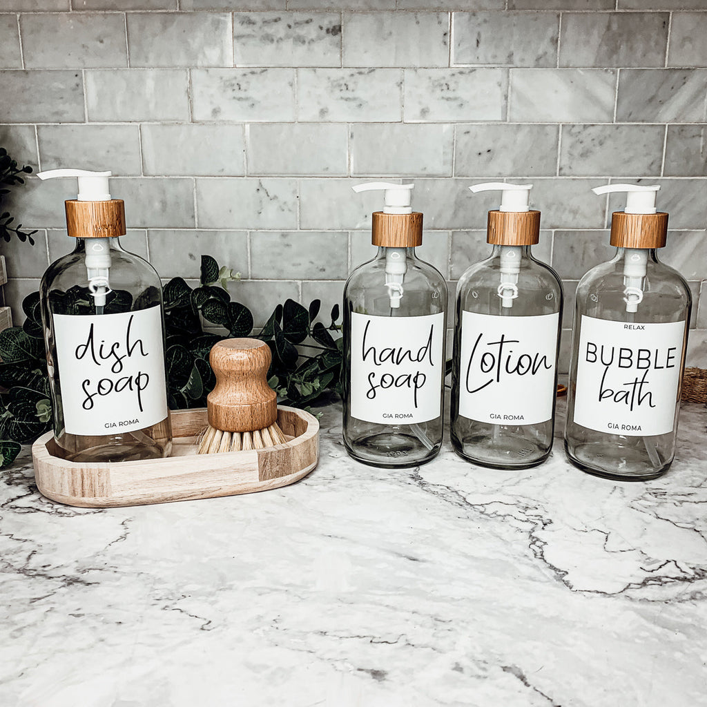 Clear Glass Refillable Soap Dispenser — 16 oz