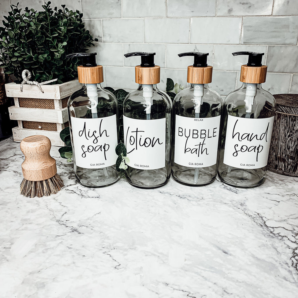 Clear Glass Refillable Soap Dispenser — 16 oz