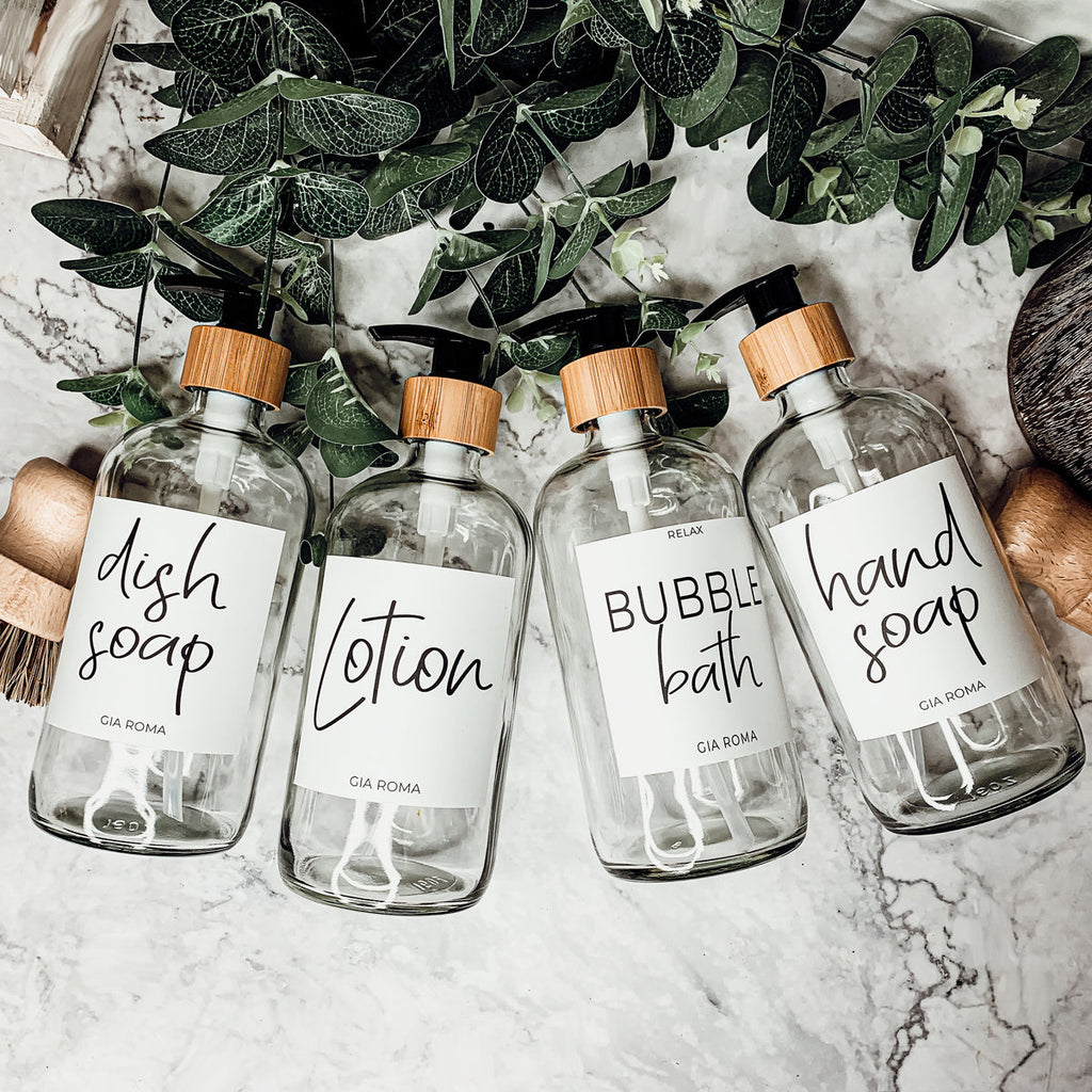 Clear Glass Refillable Soap Dispenser — 16 oz