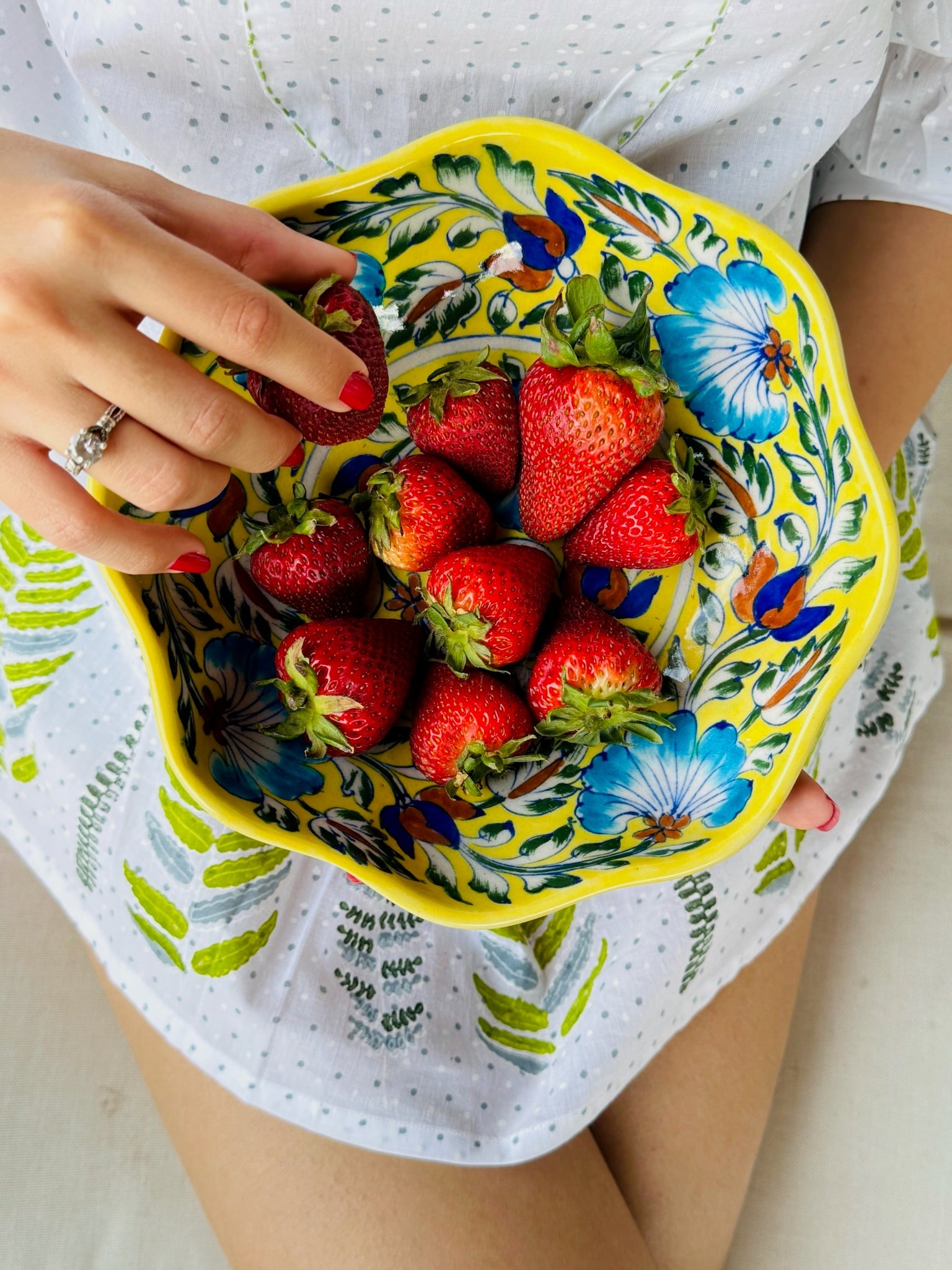 Terra Handmade Bowls — Blue Pottery, Hand-Painted Serving Bowl