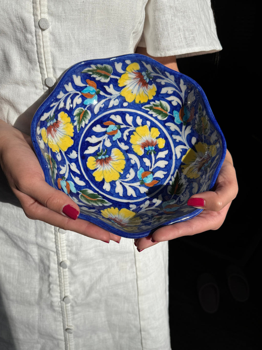 Terra Handmade Bowls — Blue Pottery, Hand-Painted Serving Bowl