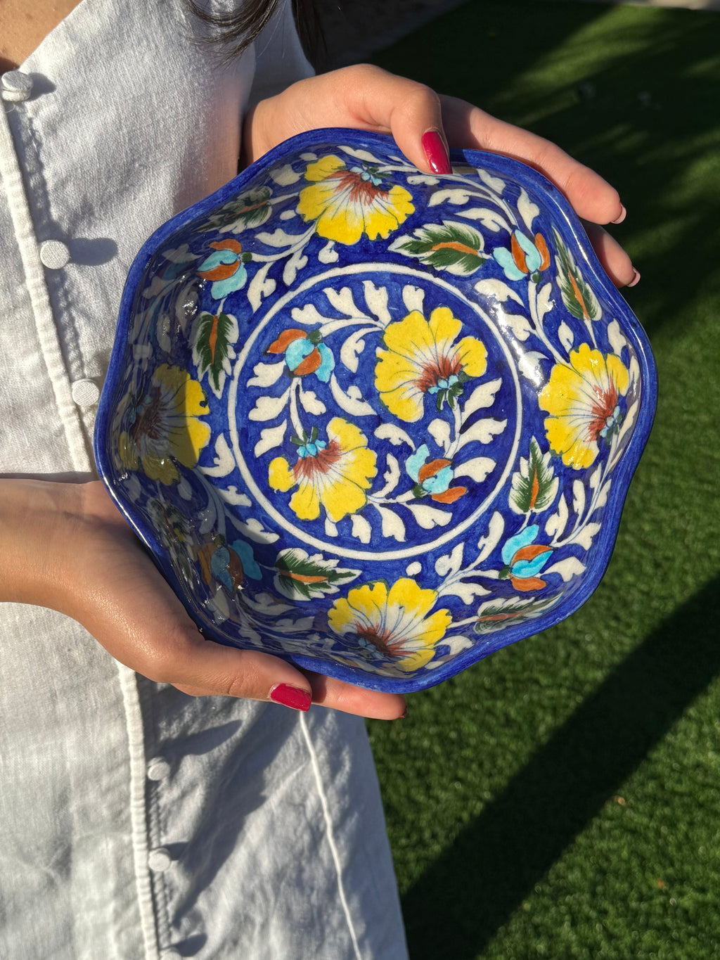 Terra Handmade Bowls — Blue Pottery, Hand-Painted Serving Bowl