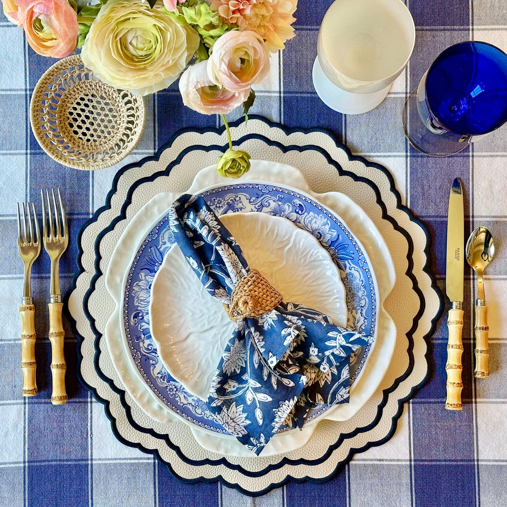 SCARLET WHITE & NAVY BLUE FAUX LEATHER PLACEMAT (Set Of 4)