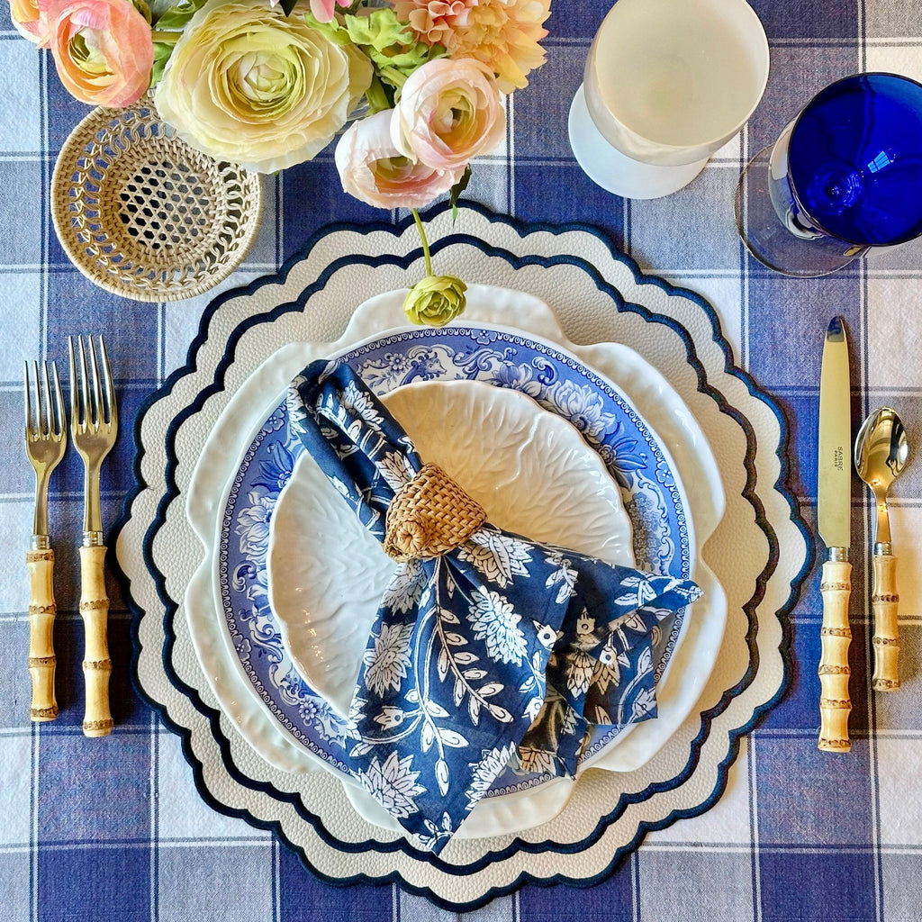 SCARLET WHITE & NAVY BLUE FAUX LEATHER PLACEMAT (Set Of 4)