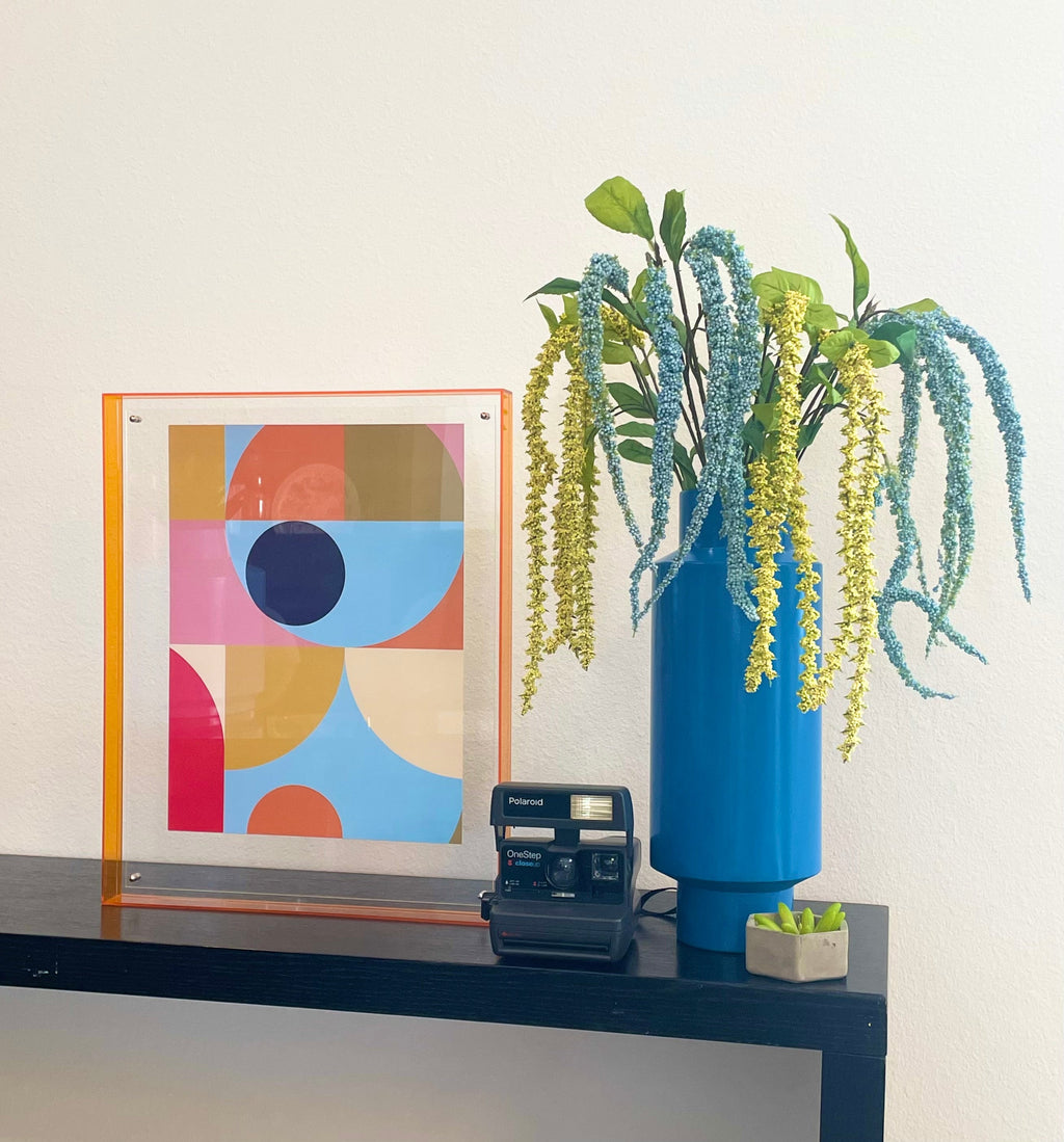 Levitate Acrylic Shadow Box Frame - Orange - Gumball Print