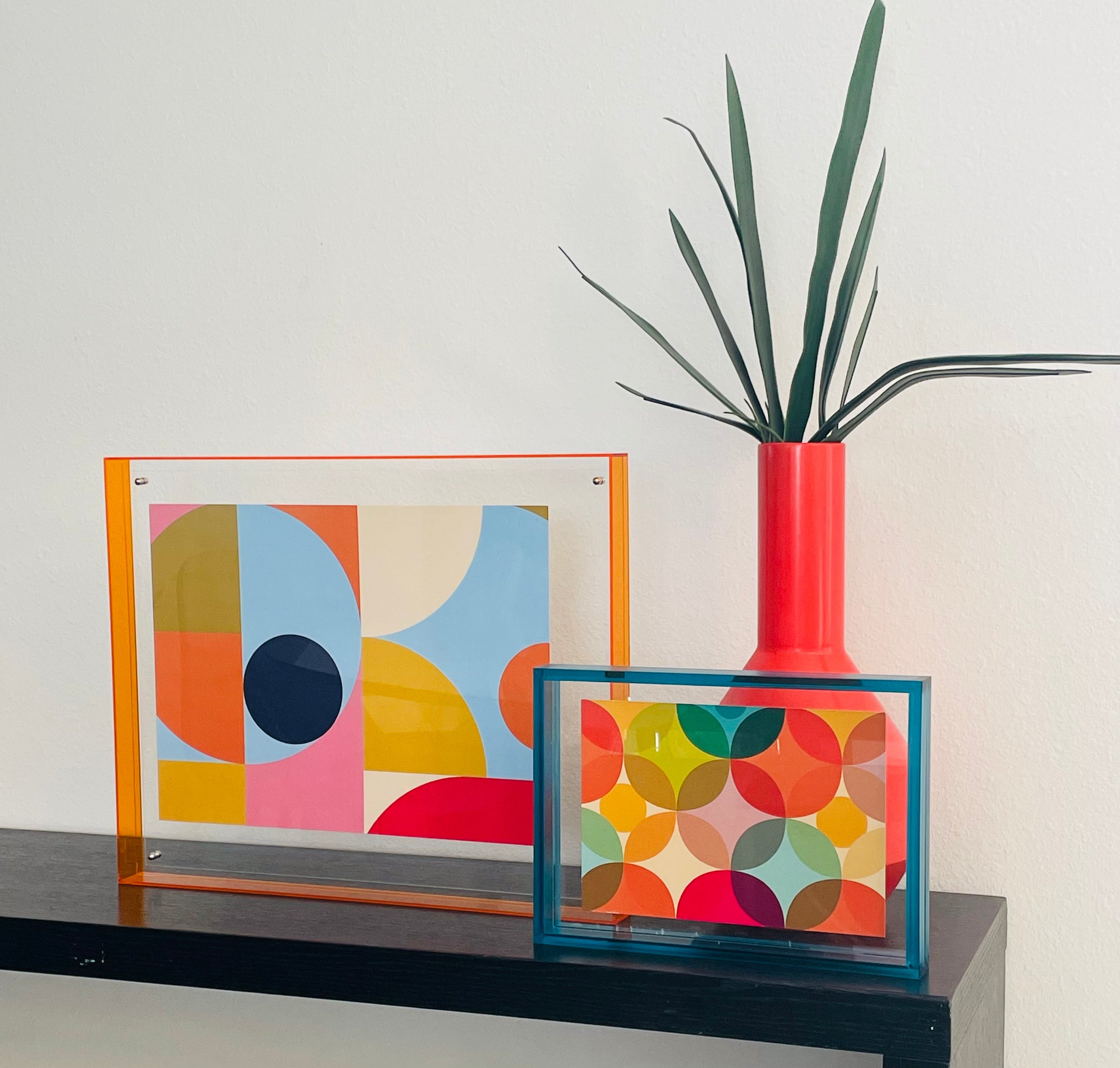 Levitate Acrylic Shadow Box Frame - Orange - Gumball Print