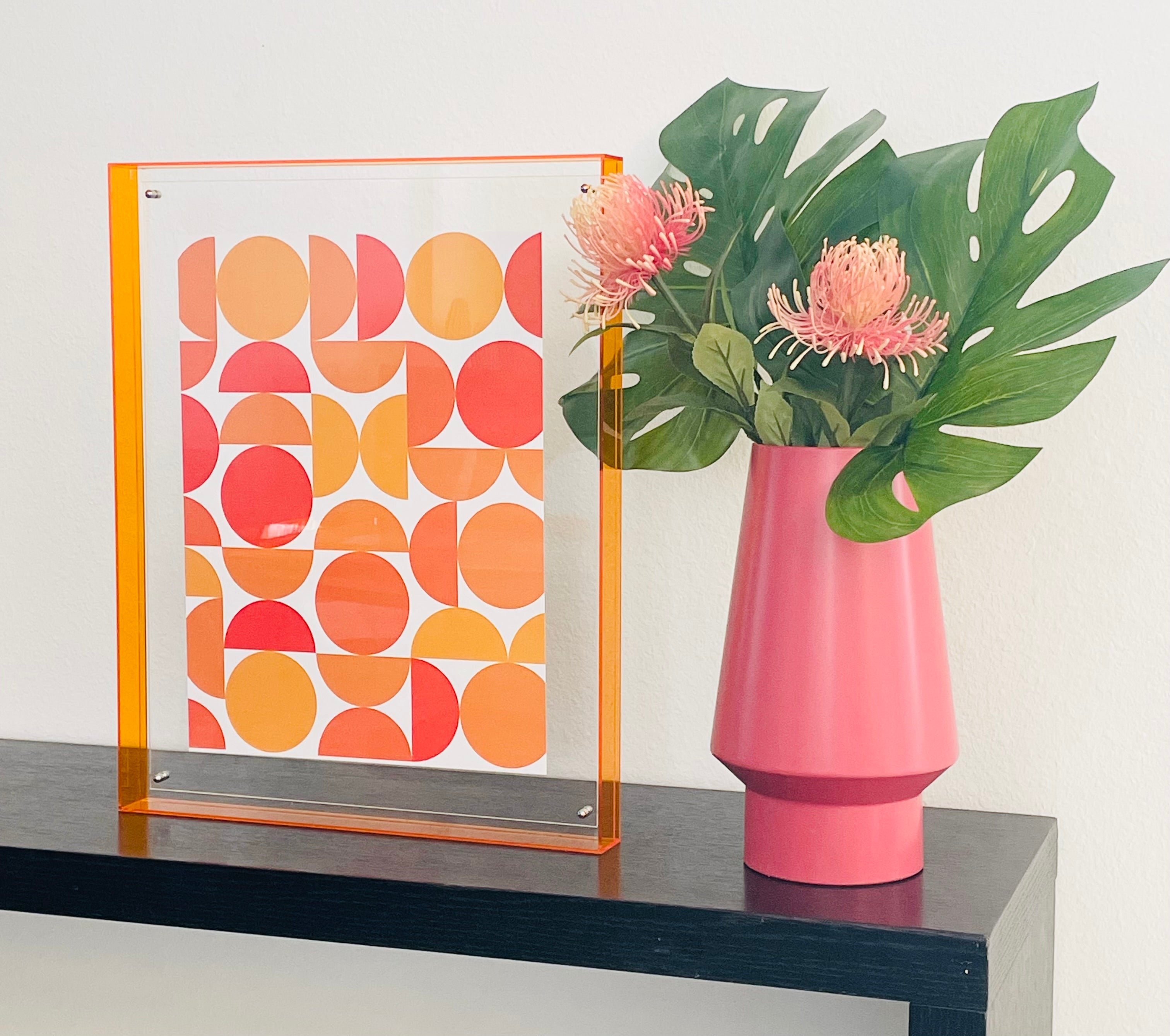 Levitate Acrylic Shadow Box Frame - Orange - Orange Slices Print