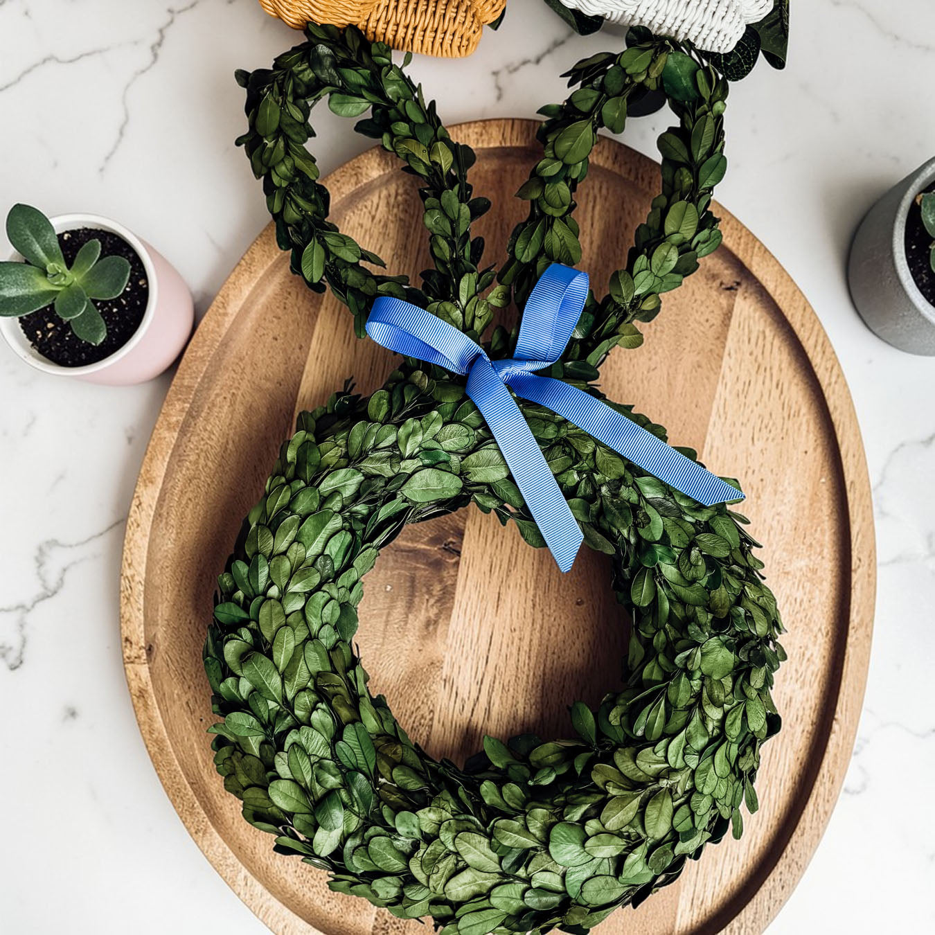 Preserved Boxwood Bunny Wreath