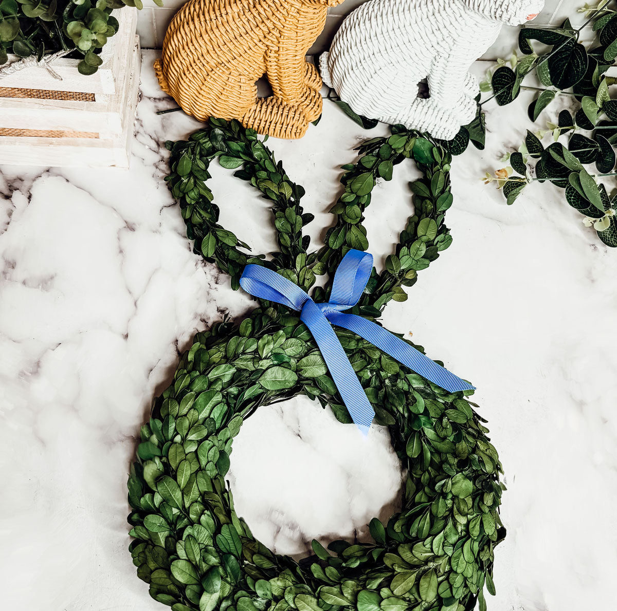 Preserved Boxwood Bunny Wreath