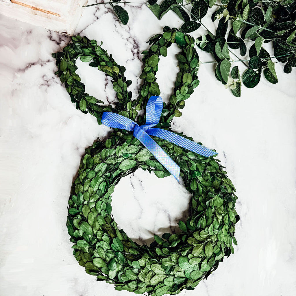 Preserved Boxwood Bunny Wreath
