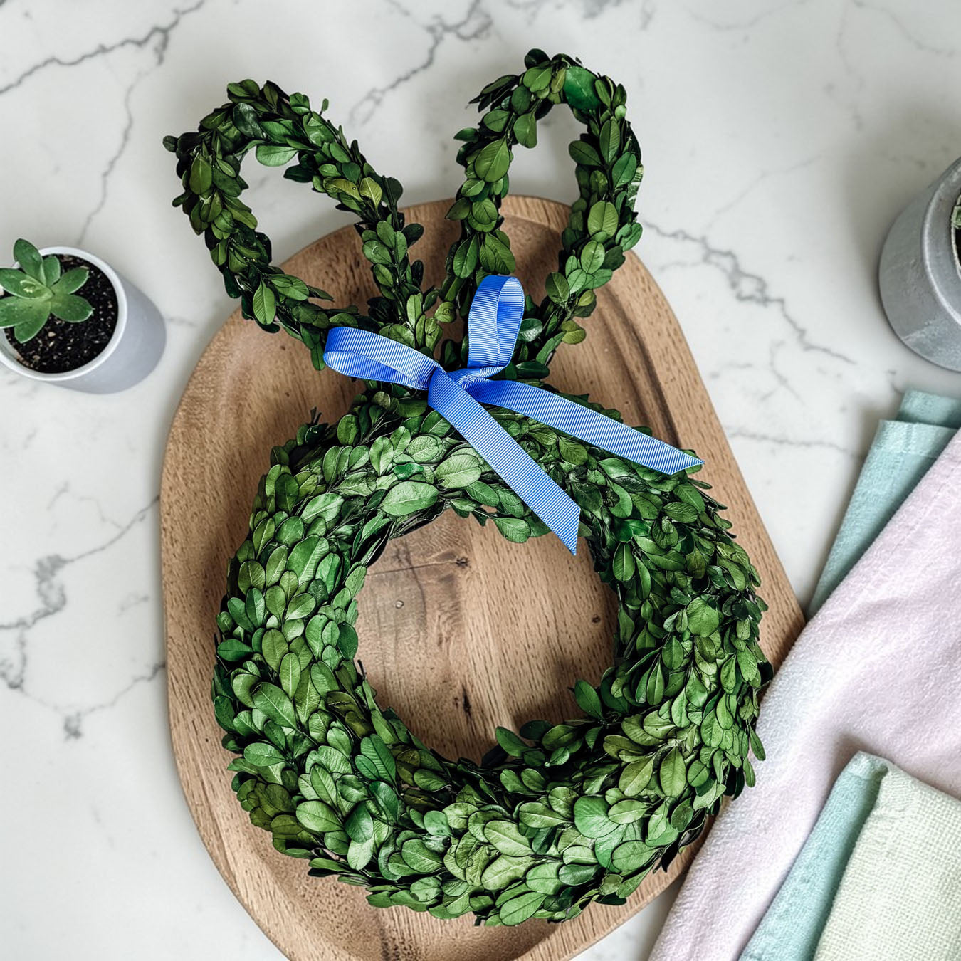 Preserved Boxwood Bunny Wreath