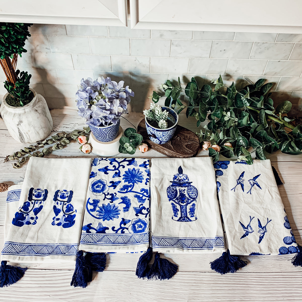 Blue & White Chinoiserie Tea Towels